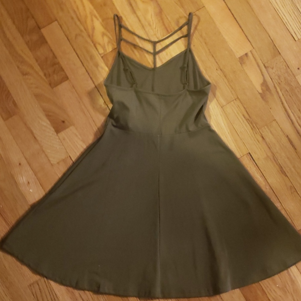 Express army green fit and flare dress